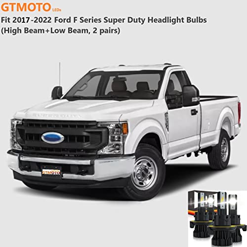 Gtmoto For 2017 2018 2019 2020 2021 2022 Ford F250 F350 Headlights Led Bulbs, Custom Plug And Play Super Duty Truck High + Low Beam Lights Combo, 6000K Cool White Led Conversion Kit, 4-Pack #TOP5