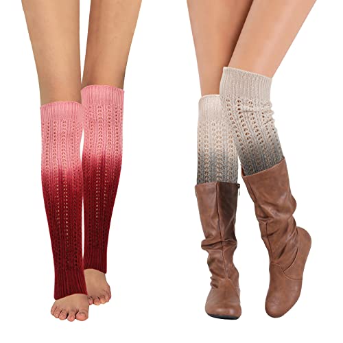 XEPST 2 Paires Crochet Jambières Guêtres Longues Chaussettes Crochet Knit Boot Cover Hiver Chaud Tricoté Guêtres Yoga Fitness Danse Leg Warmers pour Femme et Fille Cover