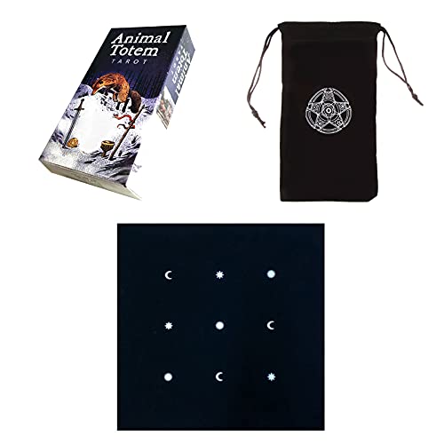 ANUFER 78Pcs/Set Tarot Cards Deck Board Future Telling Divination Game English Edition with Tablecloth and Pouch Animal SN07408-2