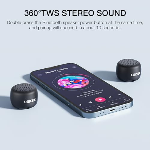 LEICEX Mini Bluetooth Speaker, Small Tiny Portable Bluetooth 5.0 Speakers Perfect for Outdoor Indoor(Black)