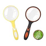 ➤【Materiales de Alta Calidad】Lupa hecha de lentes de vidrio y plástico PP, diseño de mango de goma largo antideslizante.El vidrio era duro y antiarañazos.