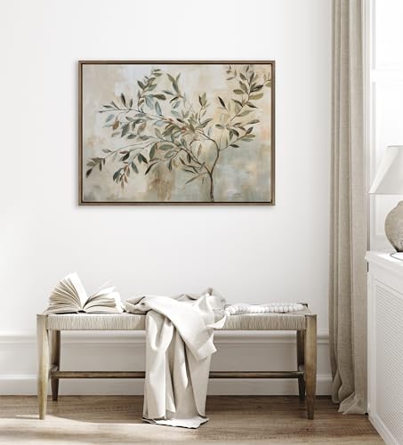 Kate and Laurel Sylvie Olive Tree Abstract Framed Canvas Wall Art by The Creative Bunch Studio; 41.5x31.5 Gold; Soft Nature Tree Art for Wall by Kate and Laurel - Used condition - Image 3