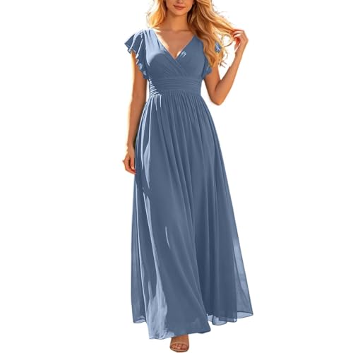 Robe de soirée élégante en mousseline de soie à décolleté V