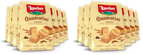 Image of Loacker Quadratini Tiramisu Wafer Cookies, 30% Less Sugar, Non-GMO, 12-Pack