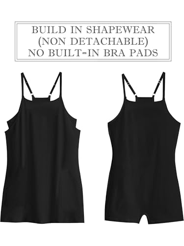 ANRABESS Women Summer Dress 2026 Beach Vacation Outfits Tennis Athletic Workout Romper Dress Built in Shorts Travel Clothes Black Small