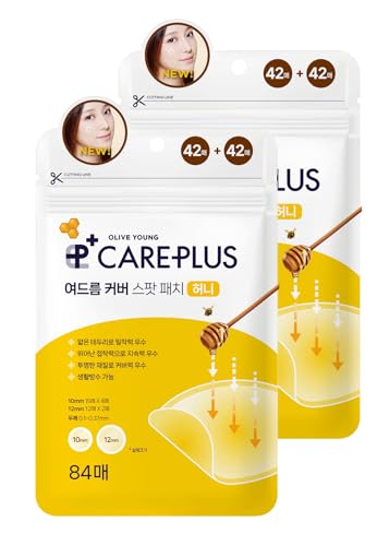 OLIVE YOUNG Care Plus Spot Patch | Hydrocolloid Acne Korean Spot Patch to Cover Zits Pimples and Blemishes for Troubled Skin and Face (Manuka Honey 168 Count (Pack of 2))