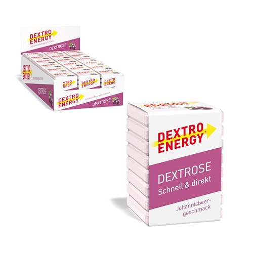DEXTRO ENERGY WÜRFEL JOHANNISBEERE (18er Pack) - Traubenzucker Würfel mit Kohlenhydraten, Würfel mit Dextrose, mit Maltodextrin, Laktosefrei, Glutenfrei
