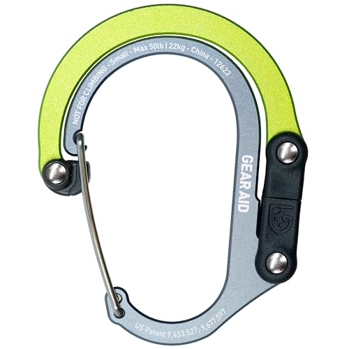 Image of GEAR AID HEROCLIP (Small) Carabiner Gear Clip and Hook, for Hanging Bags, Purses, Lanterns, Strollers, Tools, Helmets, Water Bottles, and More