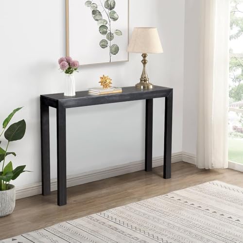 Image of Wooden Console Table Modern Solid Wood Entryway Table for Living Room, Hallway, or Office Slim Design | Black | 116.8 x 30 x 80.10