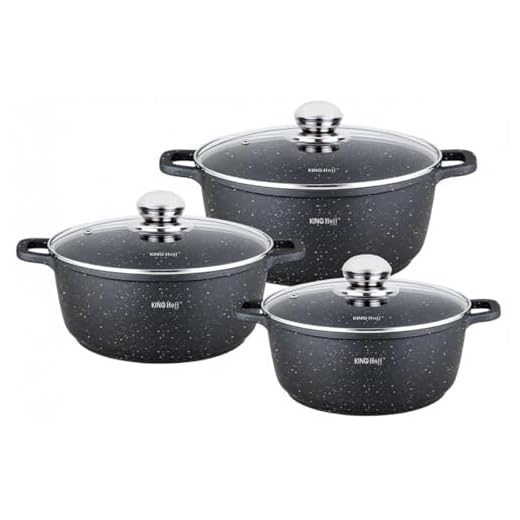 6 st. Gryt-set 3 x krukor non-stick beläggning 2,3/4,5/6,5L KINGHOFF KH-1606