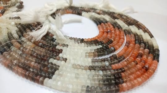 Natural Multi Moonstone Rondelle Shape Plain Smooth 5 to 7mm African Moonstone Beads Sold Per Strand 7 Inches Long (5-6mm)