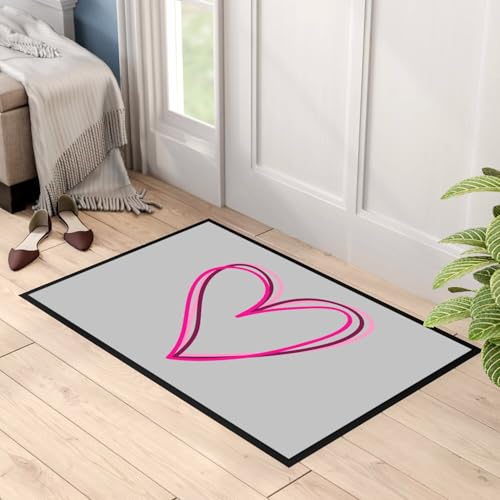 Paillasson gris coeurs roses l'amour s'invite sur votre pas de porte - 3