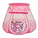 Selonis Tente 105X90cm/100 Balles Château avec Les Balles Plastiques Piscine À Balles pour Enfants, Rose: Gris-Blanc-Rose