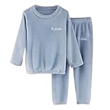[Shopyruder] パジャマ キッズ 男の子 女の子 長袖 モコモコ 冬 上下セット ボタン ルームウェア 可愛い 前開き もこもこ かわいい 裏起毛 あったかパジャマ 子供 フリース 暖かい 部屋着 子ども 防寒 柔らかい 寝巻き 寝間着 肌に優しい(ブルー,160)