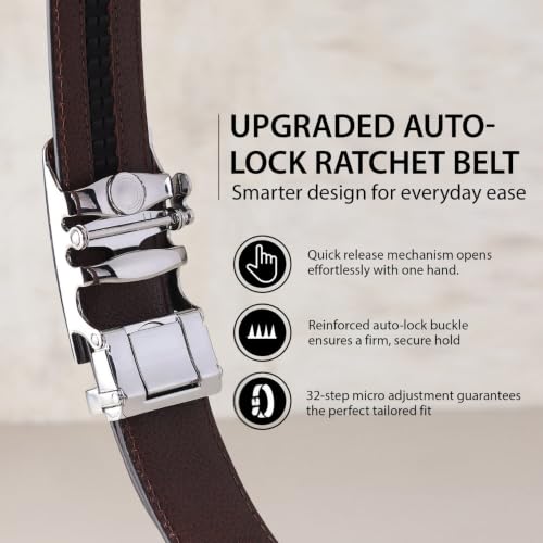 Image of HAYES LONDON Leather Ratchet Belt for Men | Adjustable No-Holes | Customizable Fit, Stylish & Effortless Buckle | Formal & Casual Wear Belts