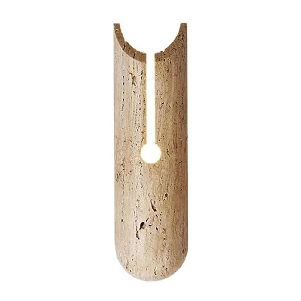 FEITENGDA Japanese Hollow Design Travertine Wall Sconce Modern Minimalist Stone Wall Mount Light Interior Bedside Accent Wall Lamp Fixture for Living Room Bedroom Hallway