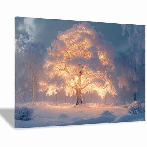 YITOEO(イトエオ) 冬の雪の風景 アートパネル ポスター 絵画 キャンバス 輝く 装飾画 部屋飾り 壁掛け 現代絵画 壁アート リビング 壁画 寝室 ホテル ギフト 装飾 インテリア(Dorado 35)-30x45cm 額入り