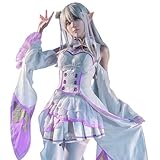Enchakats Re:Zero − Starting Life in Another World Cosplay Costume Deluxe Emilia Cosplay Costume for Adult Women Men （M