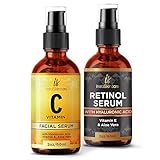 InstaSkincare Renewing and Glow Effect Bundle - Vitamin C Serum 2Oz - Retinol Face Serum 2Oz