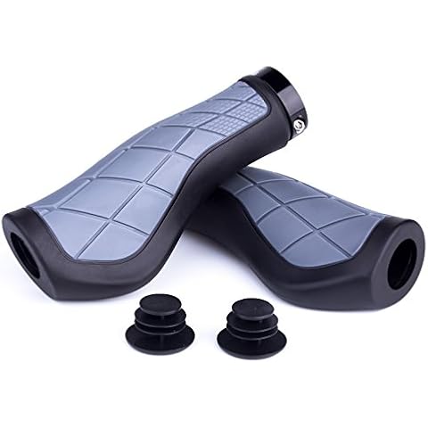 MEETLOCKS MTB Bicycle Handlebar Grips,Ergonomic Designed Integrated Bike Horn Grips with Bar Ends Plugs Cover