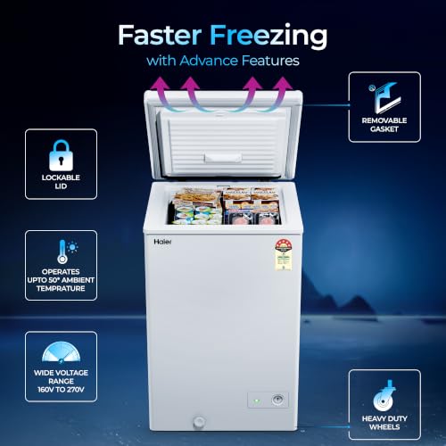 Image of Haier HFC-175SPW5, 5 Star (2026 Star Rating) Single Door Convertible Deep Freezer, Heavy Duty Compressor with inside metal Liner, Compact Design with Removable Gasket (White 146L)