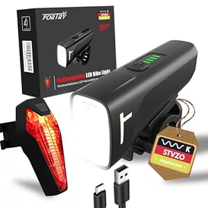 FORTRY Fahrradlicht Set StVZO,USB-C Aufladbar,IPX5 Wasserdicht (60 LUX)