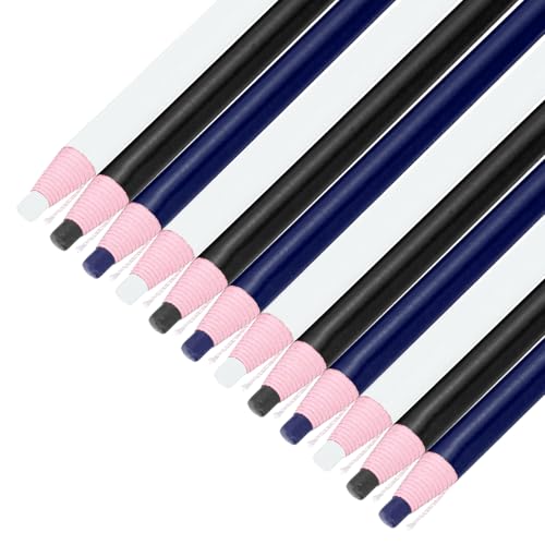 QUARKZMAN 12 Lápices De Grasa Despegables, Marcadores De China A Color Para Vidrio Metal Papel, Lápices De Cera Que No Necesitan Afilar Para Colorear Dibujar Marcar, Blanco Negro Azul