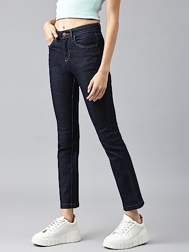 Image of XPOSE Women Navy Blue Comfort Bootcut High-Rise Stretchable Jeans