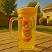 Dependable Industries' 37oz BPA-Free Plastic Double Wall Tumbler with Silicone Straw and Fruit Infuser: Vibrant Yellow Hydration Solution for Healthy, Flavorful Drinks