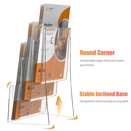 FUCDTEFC Acrylic Brochure Holder 8.5x11 & 4 x9 Inches, Clear 3 Tier Magazine Holder Brochure Display Stand w Removable Divider, Literature Pamphlet Flyer Holder for Wall Mount or Countertop - Thumbnail 3
