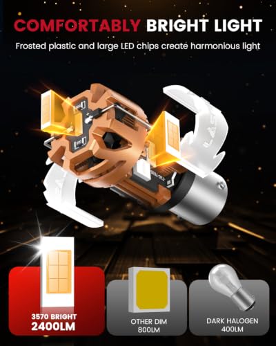 Image of LASFIT D2 7507 BAU15S LED Bulb Amber BAU15S Turn Signal Lights Error Free