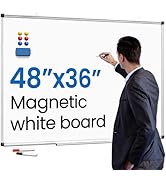 Magnetic Dry Erase White Board for Wall - 48 x 36 inch Wall Mounted Magnetic Whiteboard Large - I...