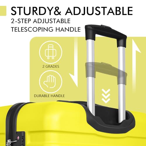 Image of AnyZip Hard Shell Suitcase Rolling Suitcase Travel Suitcase Lightweight PC + ABS Expandable Travel Suitcase Rolling Suitcase with TSA Lock and 4 Wheels, yellow, 20 inch Carry-On, Fashionable