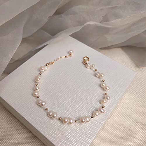 Bracelet perles d'eau douce naturelles blanc pour femme et fille