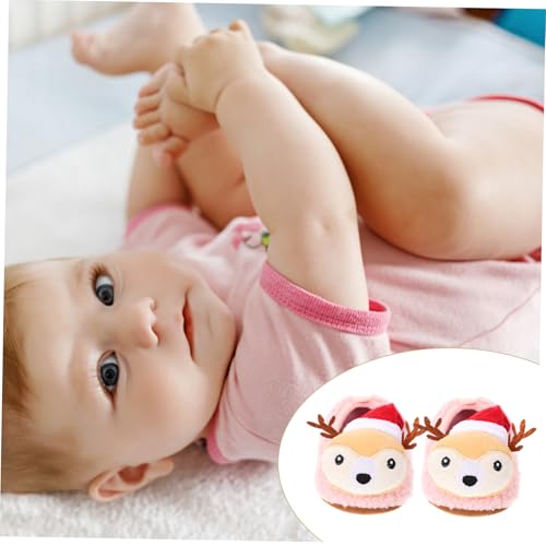 NOLITOY Adorable Baby Prewalker 1 Pair of Cotton Christmas Reindeer Shoes for Winter Warmth3