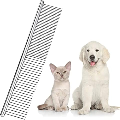 Boao Edelstahl Haustier Kamm Haustierpflege Kamm Abgerundet Zähne Hunde Kamm Cover