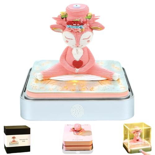 ���̃J�����_�[ 3D�J�����_�[ 2026�N �������A�[�g LED���� �������@�\ �A�N�����ی�P�[�X �I�t�B�X �f�X�N �N���X�}�X�M�t�g �a�����v���[���g (�g�i�J�C)