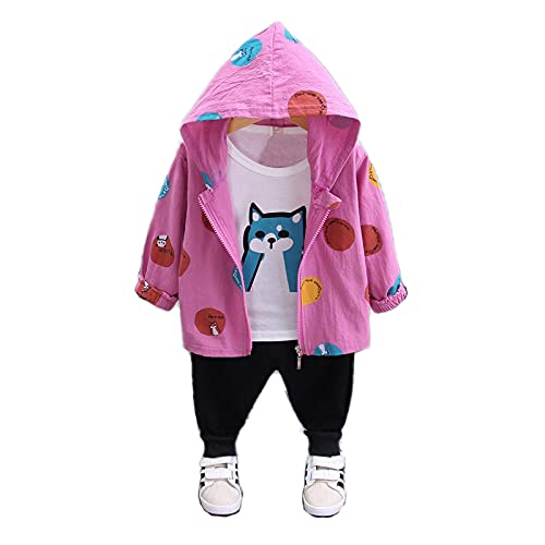Bold N Elegant Colorful Dot Print Cartoon Panda Bear T-shirt with Hood Jacket & Pants 3 piece Winter Clothing Set for Infant Toddler Baby Boy Girl Kids