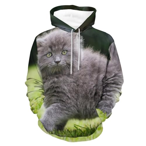 Pull chaton UMENG unisexe pour un sweat à capuche doux et chaud en taille S