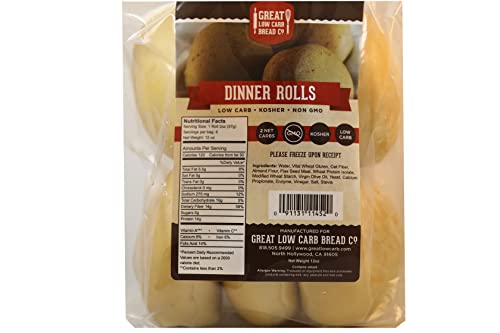 Great Low Carb Dinner Rolls 12Oz Bag Of 6 | 1 Bag| Keto Friendly | Kosher |Non Gmo |Low Carb Diet #TOP25