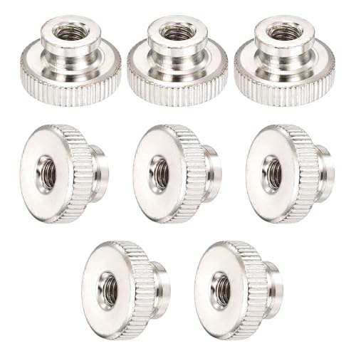 sourcing map Knurled Thumb Nut, 8Pcs M6x1mm Iron Round Knobs Fasteners for 3D Printer Parts, Silver Tone