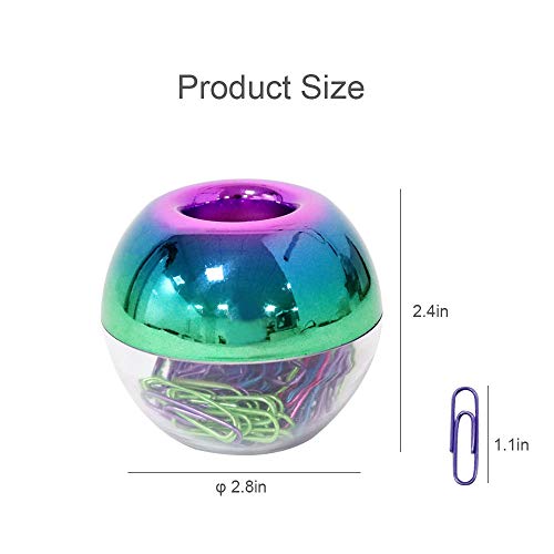 Multibey Holographic Colorful Paper Clip Dispensers Red Blue Green Purple Smooth Steel Paperclip Bookmark Magnetic Holder (Paper Clips) #TOP1