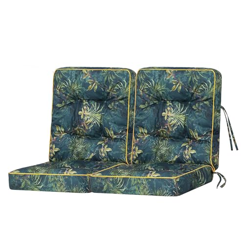 Bjird - Cojín para Banco de jardín, terraza o balcón con Respaldo - 120 cm (2x60) - Impermeable - para Uso Interior y Exterior - para Columpio, Balancín o Muebles de Jardín - Made in EU - césped verde