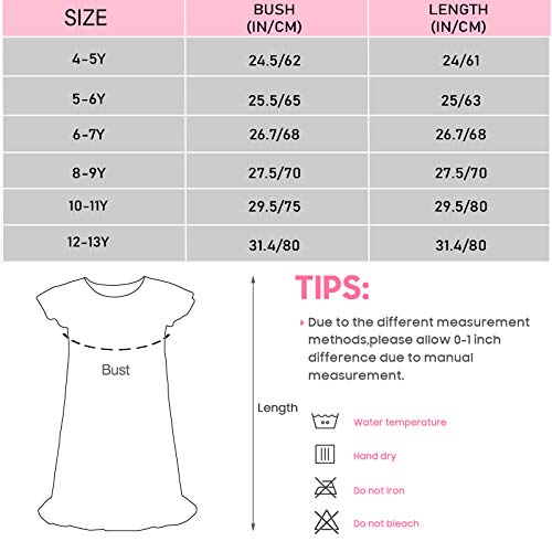 Image of Sylfairy 2pcs Girls Nightgowns, Unicorn Nightgown Princess Pajama Dresses for Girls Sleepwear Nightie