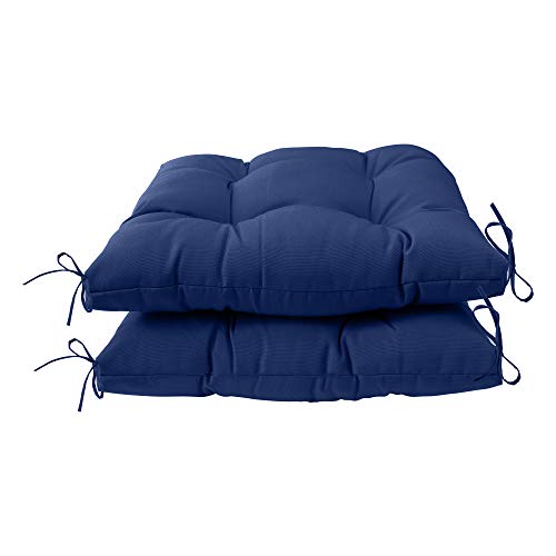 Image of QILLOWAY Indoor /Outdoor Square Seat Patio Cushion -Set of 2,19-Inches(Navy)