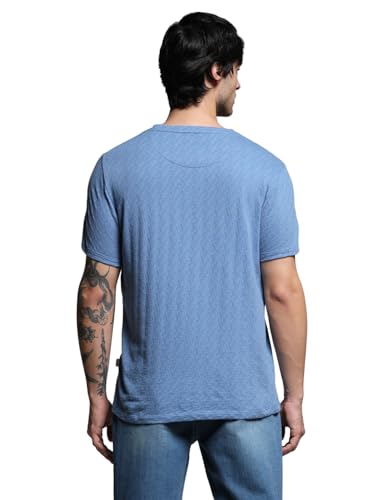 Image of Jack & Jones Men Cotton Regular Self Design Round Neck T-Shirt