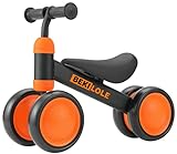 BEKILOLE Balance Bike for 1 Year Old Girl Gifts Pre-School First Bike and 1st Birthday Gifts - Train Your Baby from Standing to Running | Toys for 1 Year Old (Black Orange)