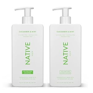 Native Shampoo and Conditioner Contain Naturally Derived Ingredients | All Hair Type Color & Treated From Fine to Dry Damaged, Sulfate & Dye Free – Cucumber & Mint, 16.5 fl oz each (2 pack)