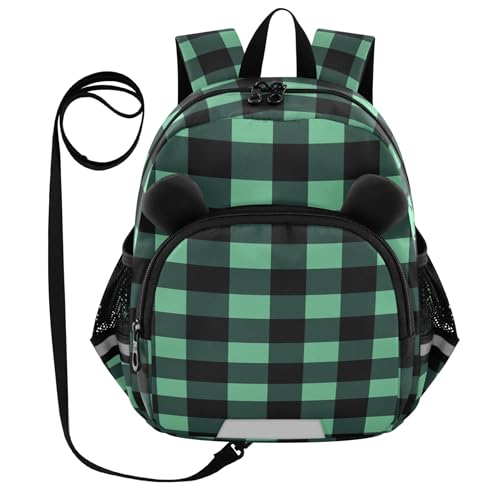 Green Buffalo Check Plaid Toddler Backpack for Girls Boys,Preschool Kindergarten Backpack Kids Backpacks B0404276