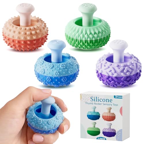 Silikon Daumen Wippe Fidget Spielzeug 4er-Pack - leises Fidget-Spielzeug für Autismus ADHS & Angststörungen stille Schreibtisch-Gadgets Strumpffüller für Männer Frauen und Teens